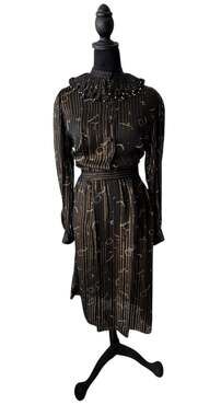 Zandra Rhodes Jack Mulqueen 80s Silk Dress Ruff Collar Sheer 8